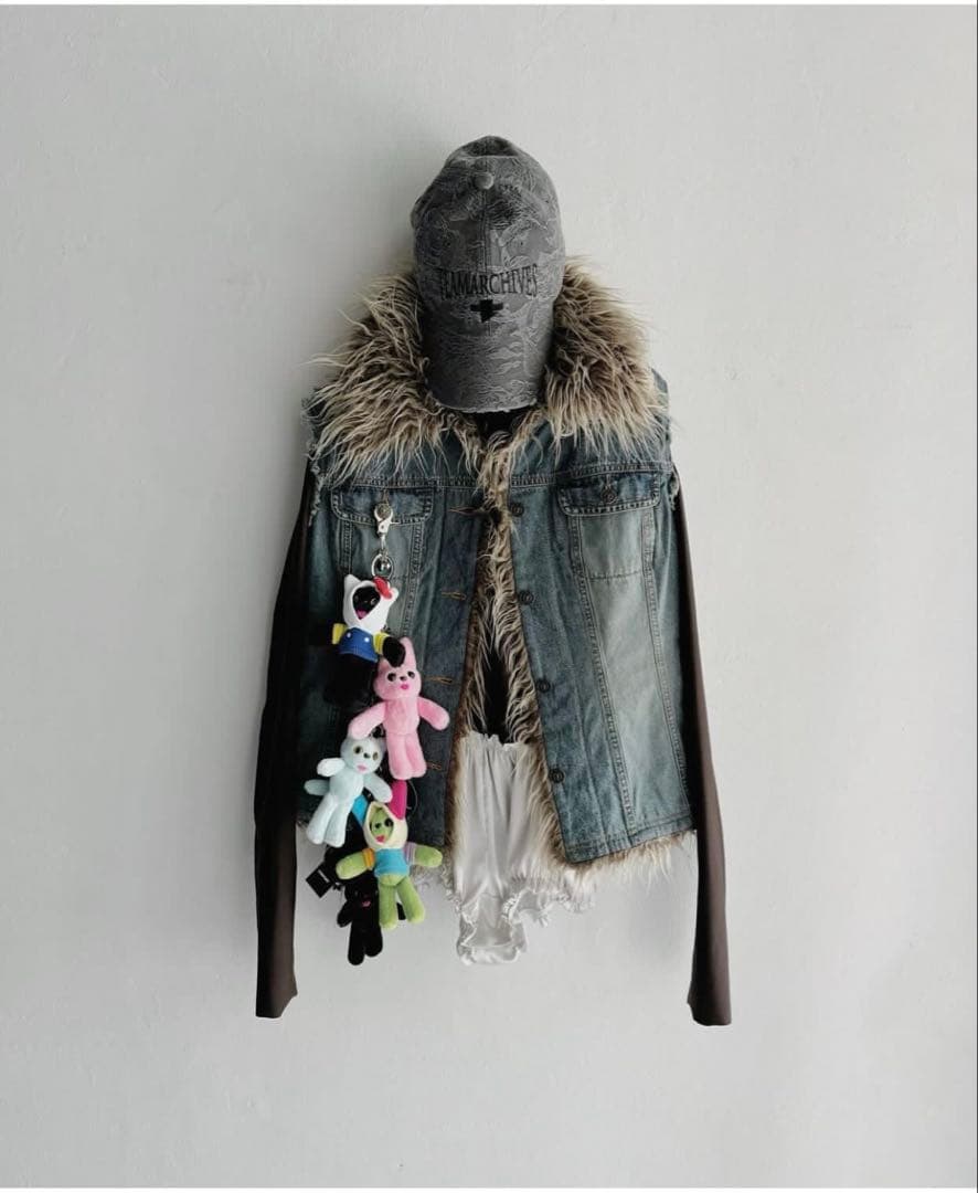 litmus ヴィンテージ ファー付きデニムジャケット ベスト セレクト 古着