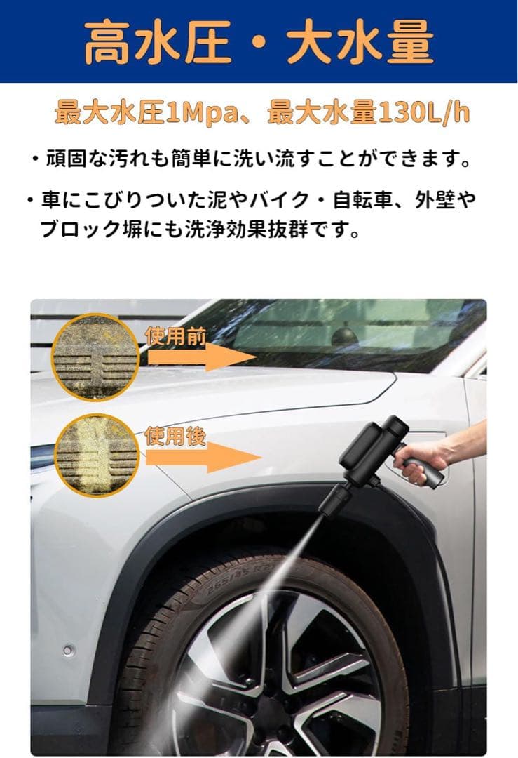 高圧洗浄機 コードレス 充電式 折りたたみ式　同