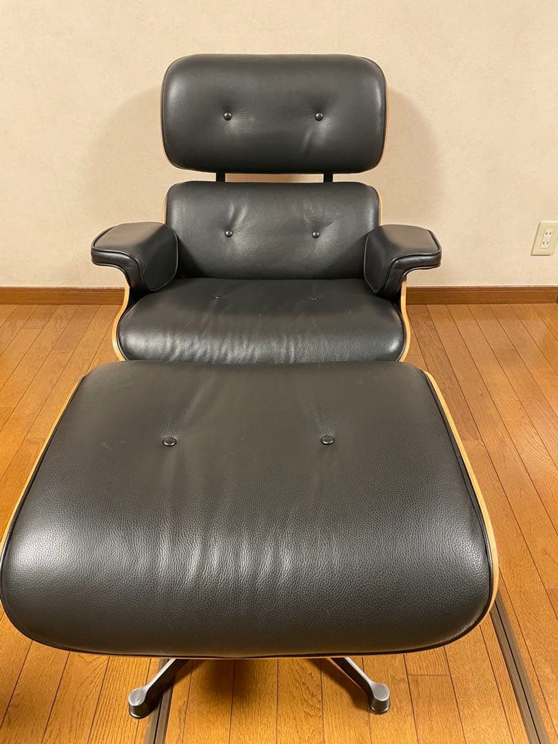 ①美品　イームズ　ウォールナット　ラウンジチェア　オットマン　ソファ　EAMES