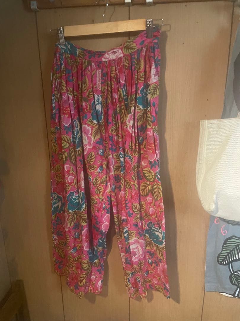 KENZO ヴィンテージサルエルパンツ 花柄 ピンク系 100%コットン