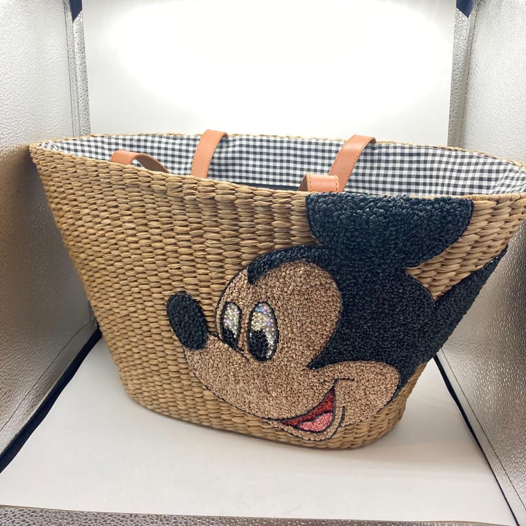 ▼美品　BEAMS BOY 10周年　ディズニー　かごバッグ　ミッキー　ビーズ