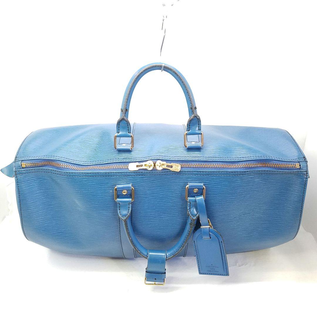 ルイヴィトン エピ キーポル45 トレドブルー ボストンバッグ 青 旅行かばん