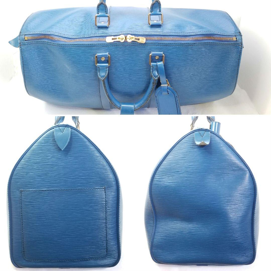 ルイヴィトン エピ キーポル45 トレドブルー ボストンバッグ 青 旅行かばん