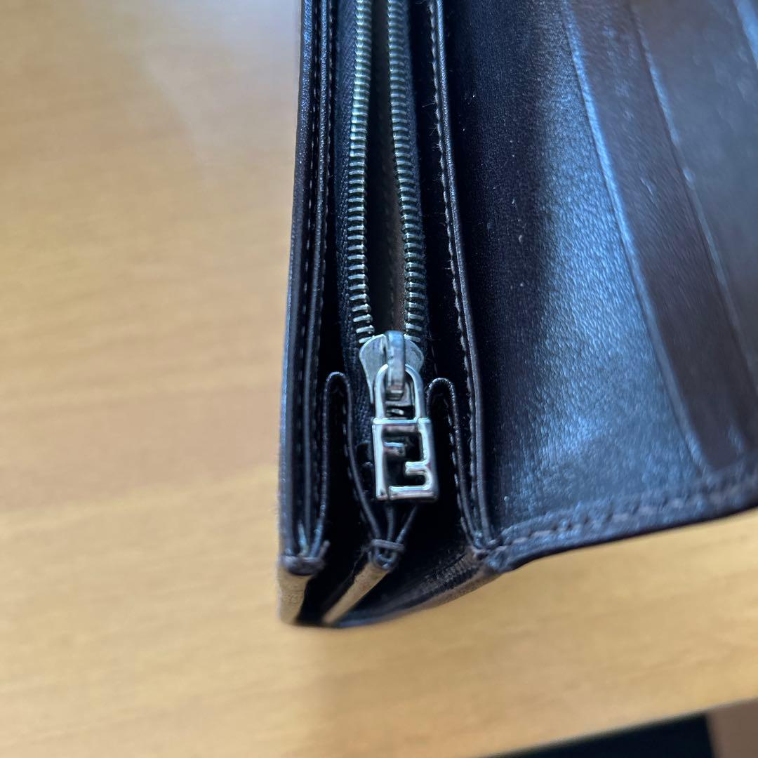 Fendi ロゴプリント 長財布 グレー/ブラック