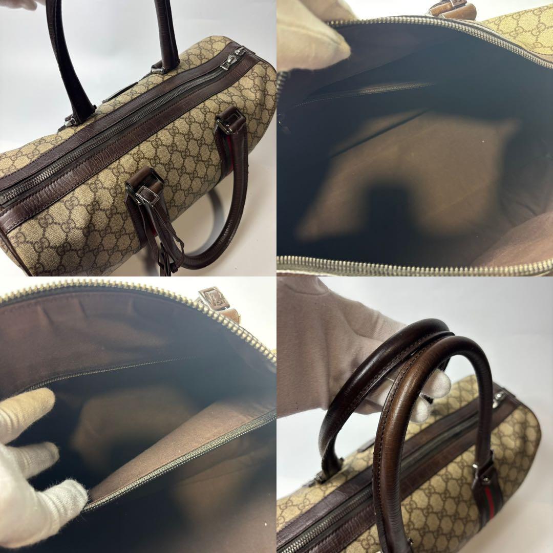 専用グッチ ボストンバッグ GG GGスプリームキャンバス 茶 シェリーライン