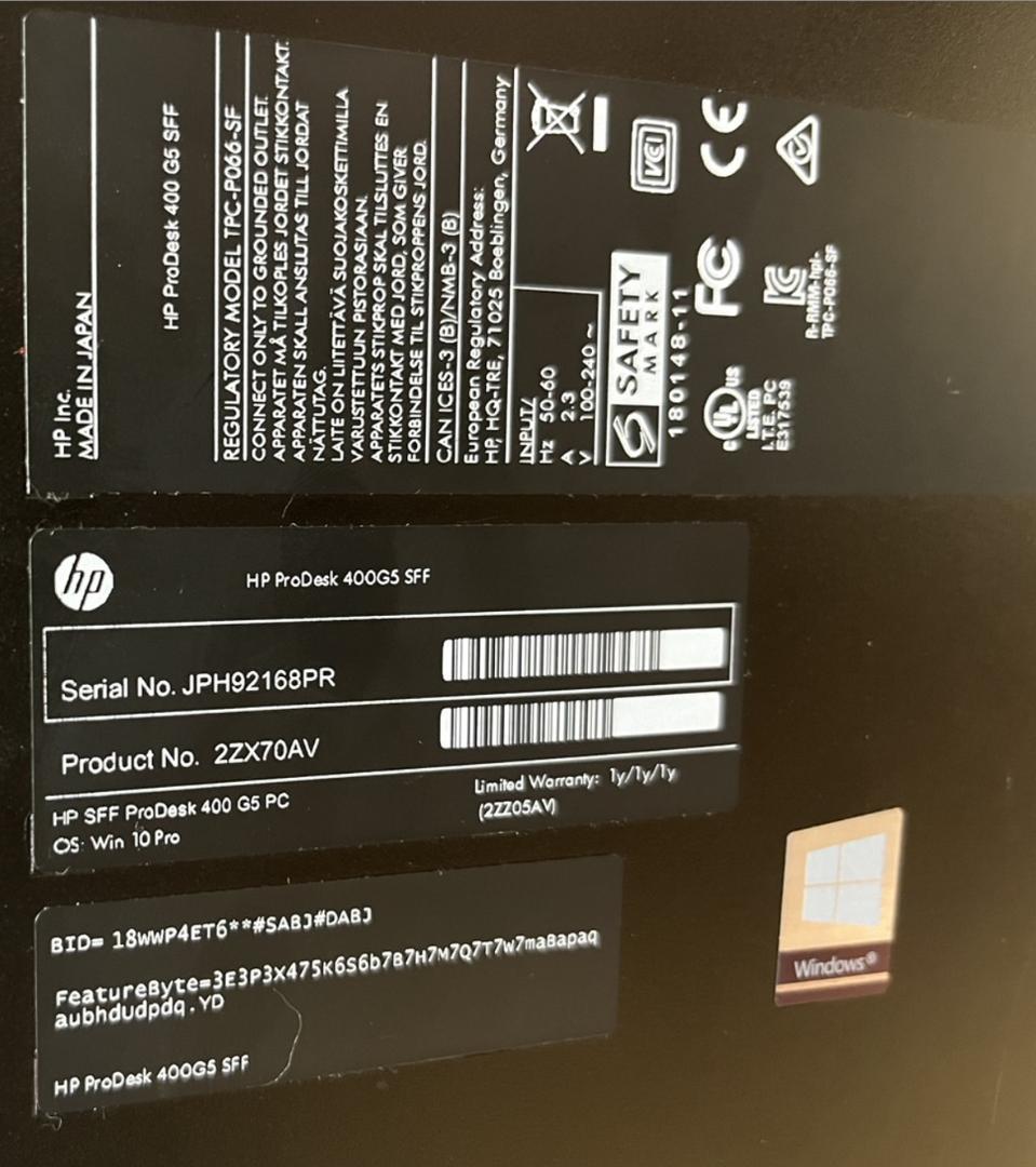 高性能デスクトップPC HP ProDesk 400 G5 16GBメモリ