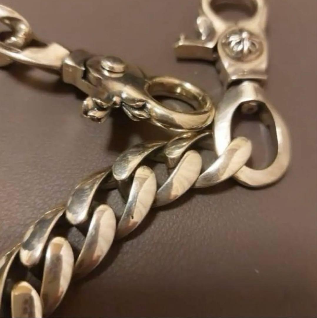 シルバー925 ウォレットチェーン ファンシーチェーン 2クリップクロスボール