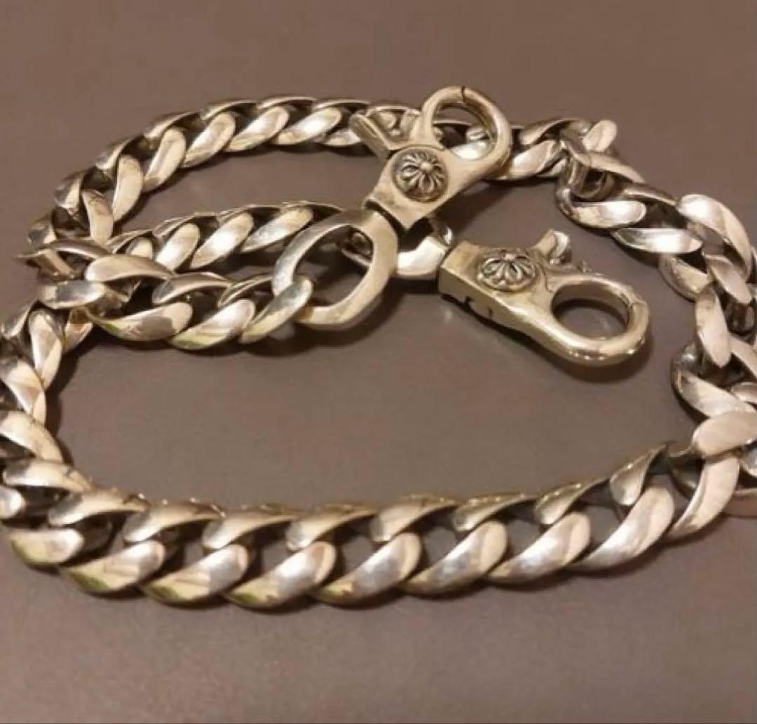 シルバー925 ウォレットチェーン ファンシーチェーン 2クリップクロスボール