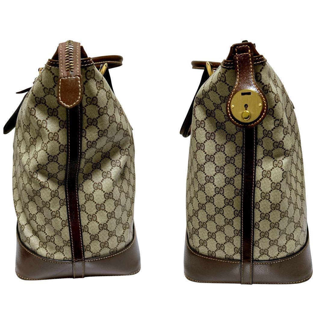 【希少ヴィンテージ】GGキャンバス × レザー ボストンバッグ（鍵付き）