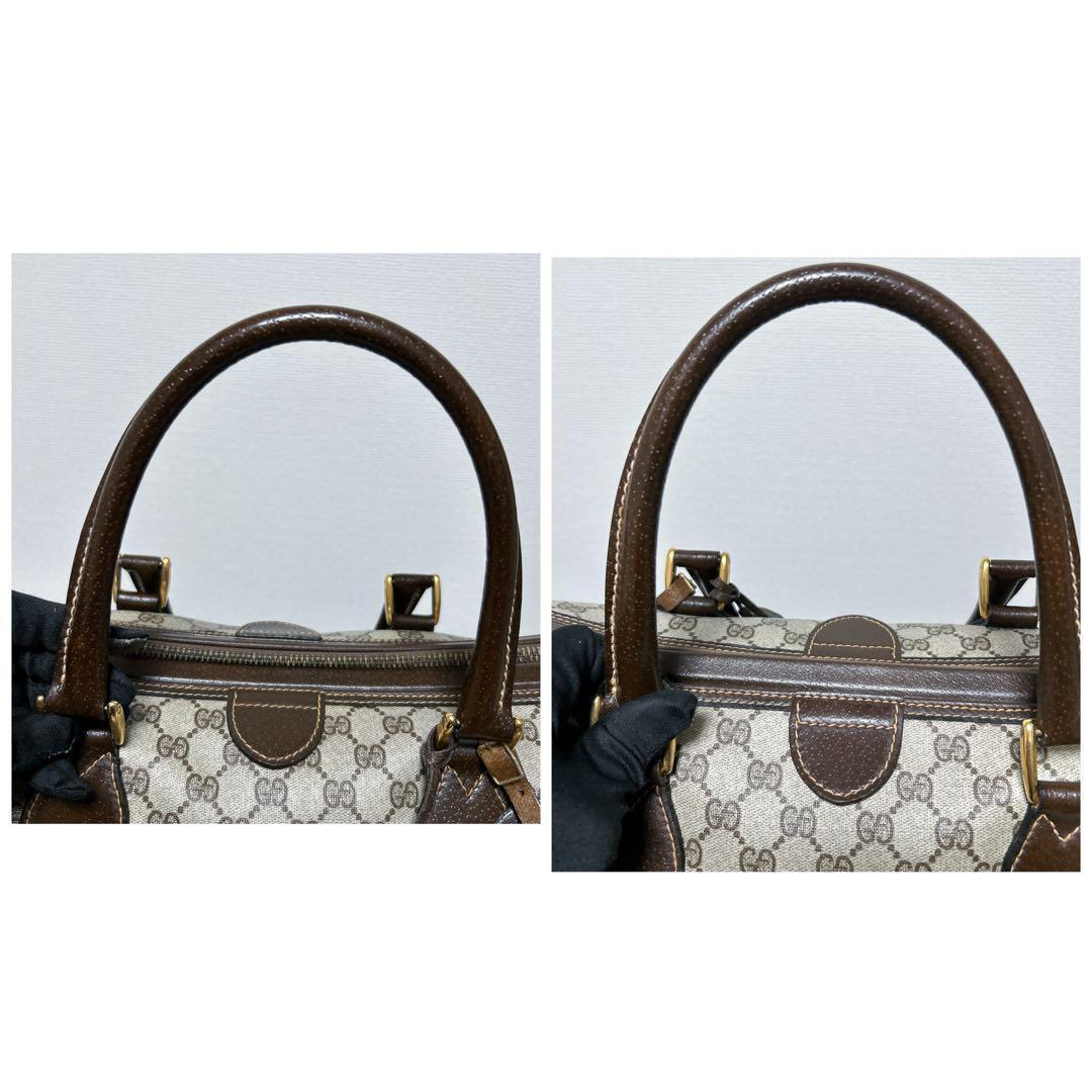 【希少ヴィンテージ】GGキャンバス × レザー ボストンバッグ（鍵付き）