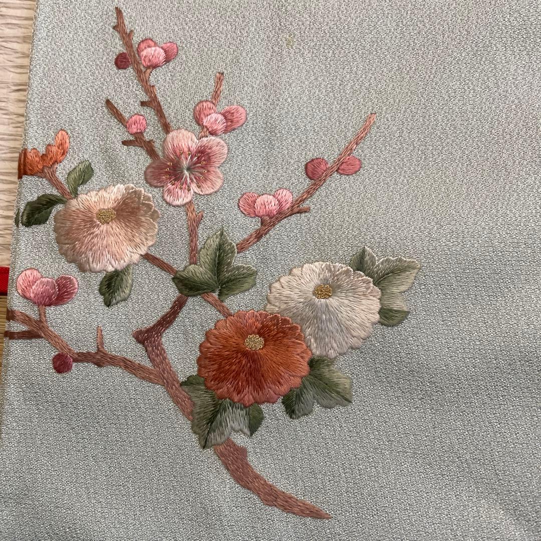 正絹　水色刺繍付下げ　高級美品