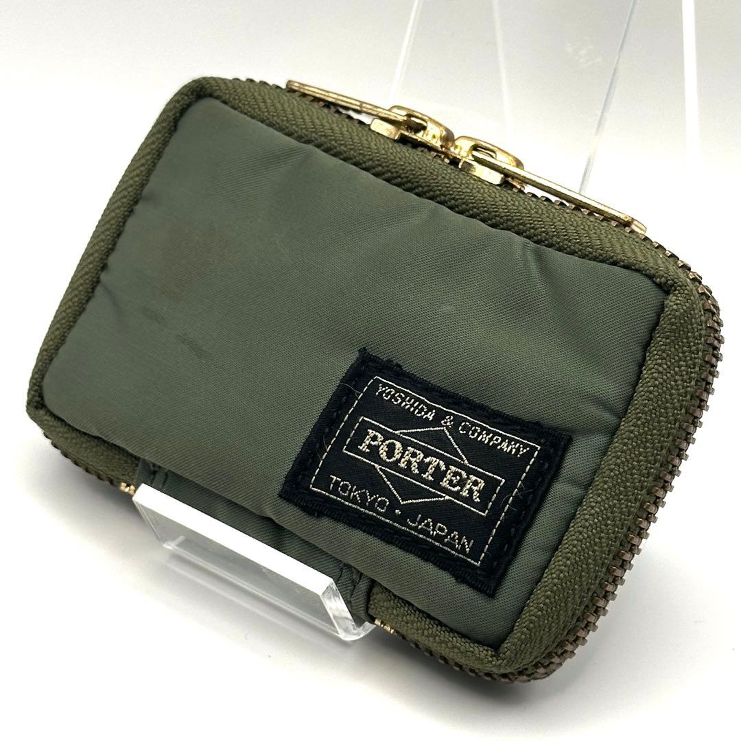 【良品】PORTER ポーター タンカー 6連 キーケース ラウンドジップ 緑