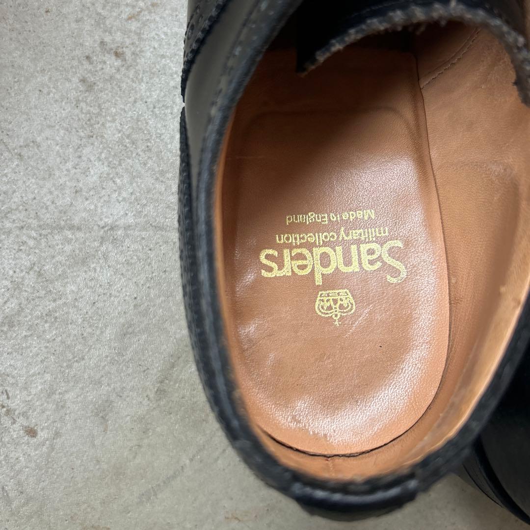 Sanders ブラック ウィングチップ シューズ