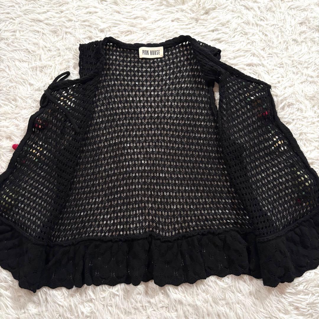 美品✨ピンクハウス　2024 フルーツモチーフ　ニットベスト　ブラック