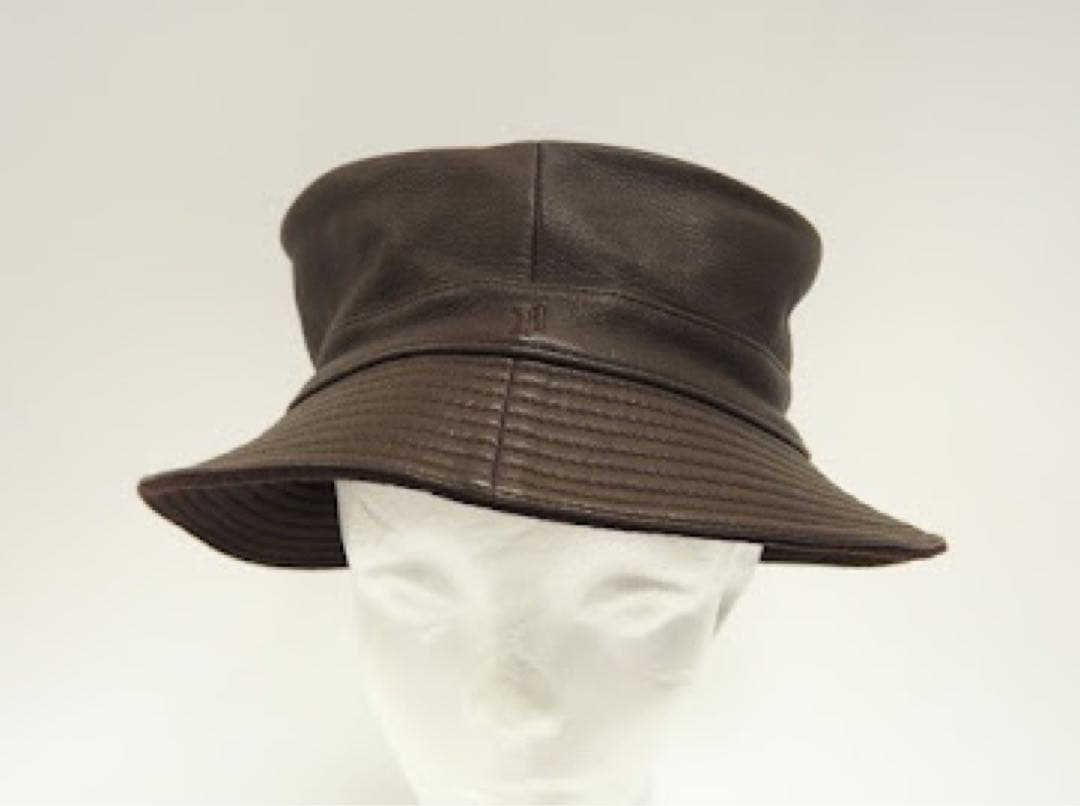 エルメス カシミヤ×レザー Hロゴ ハット