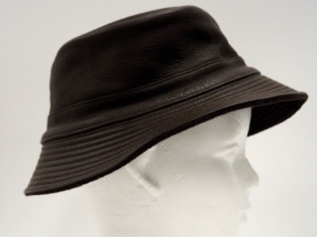 エルメス カシミヤ×レザー Hロゴ ハット