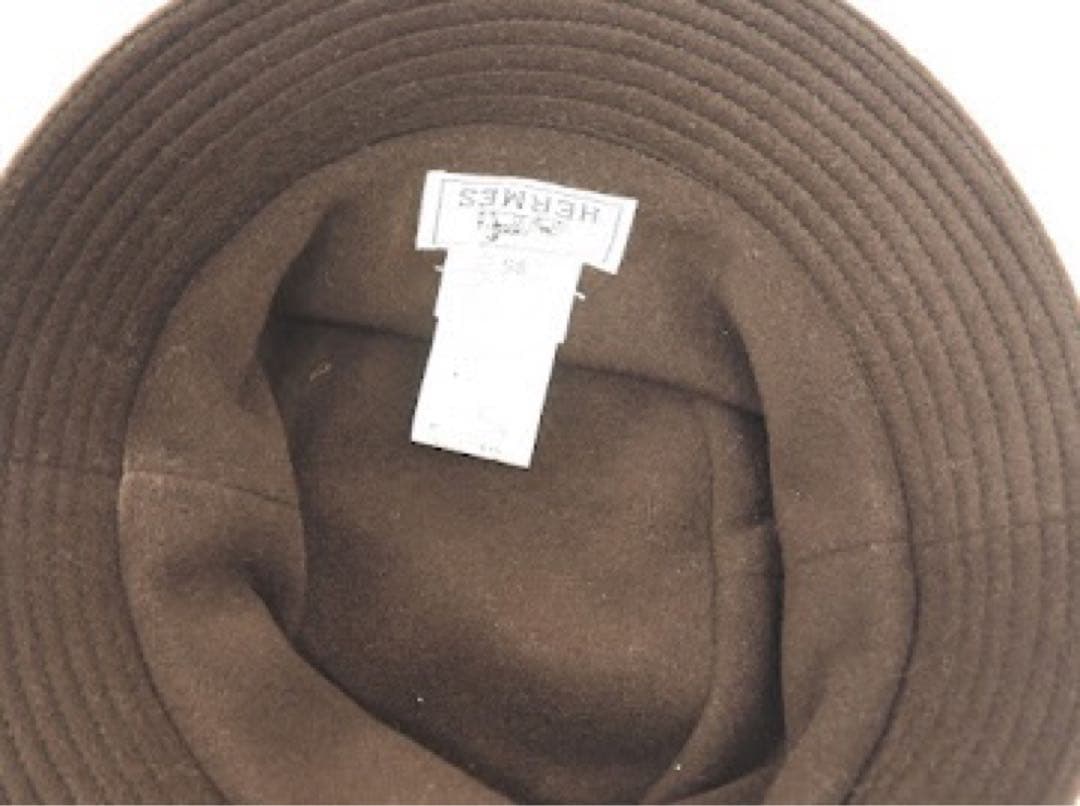 エルメス カシミヤ×レザー Hロゴ ハット