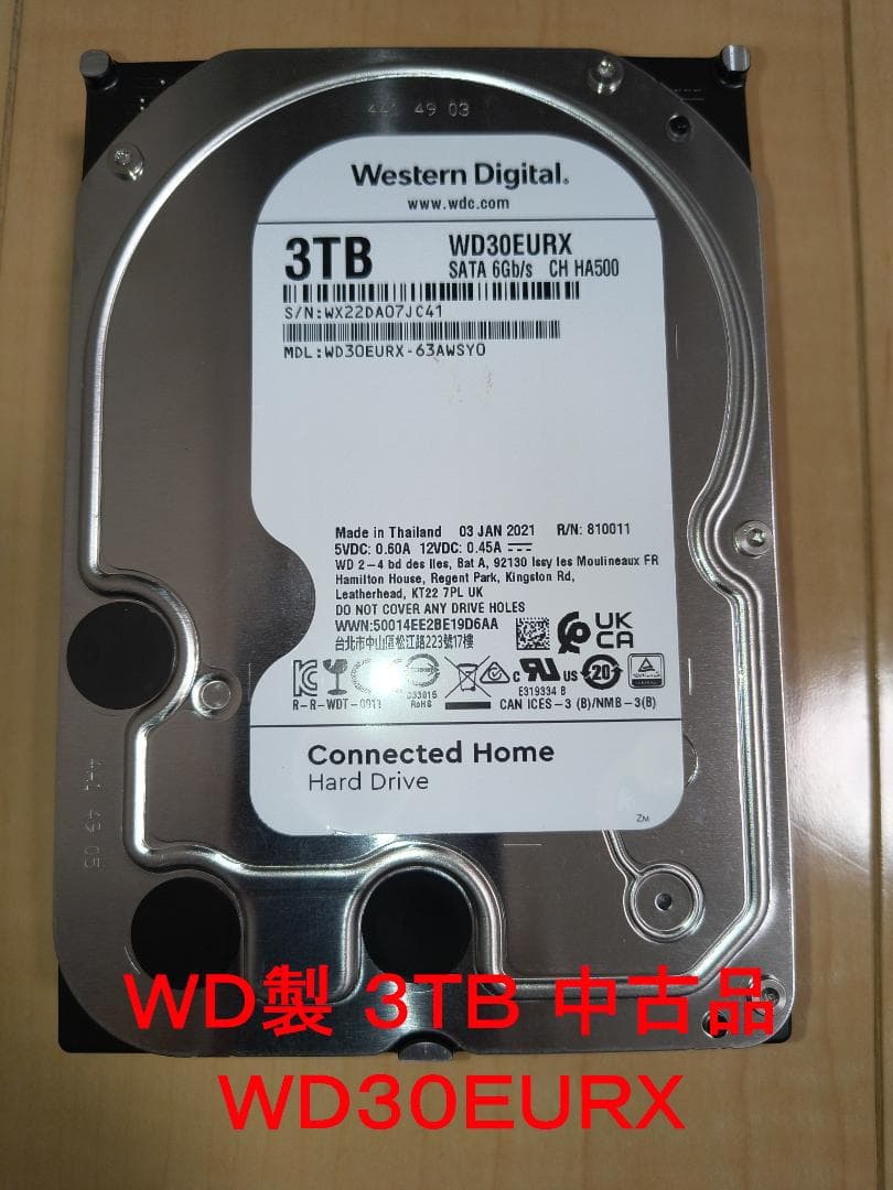 中古品　WD30EURX 3TB 3.5インチ内蔵HDD