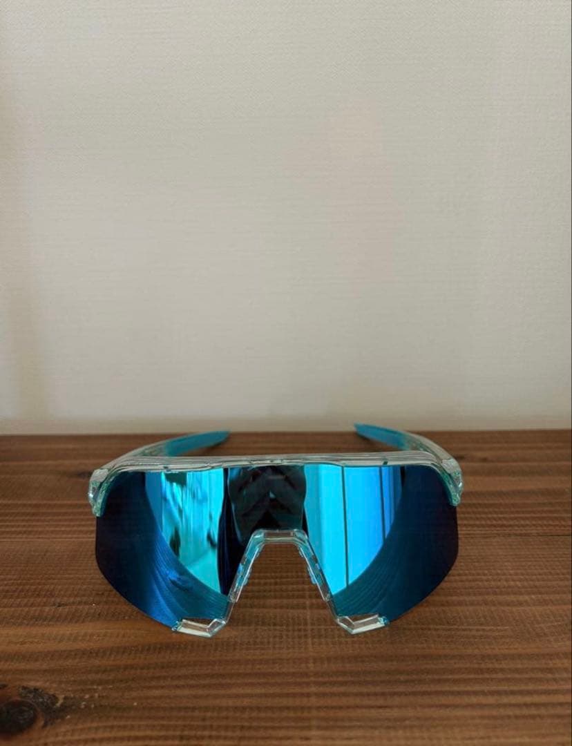 100% スポーツサングラス 青色レンズ クリアフレーム ワンハンドレッド