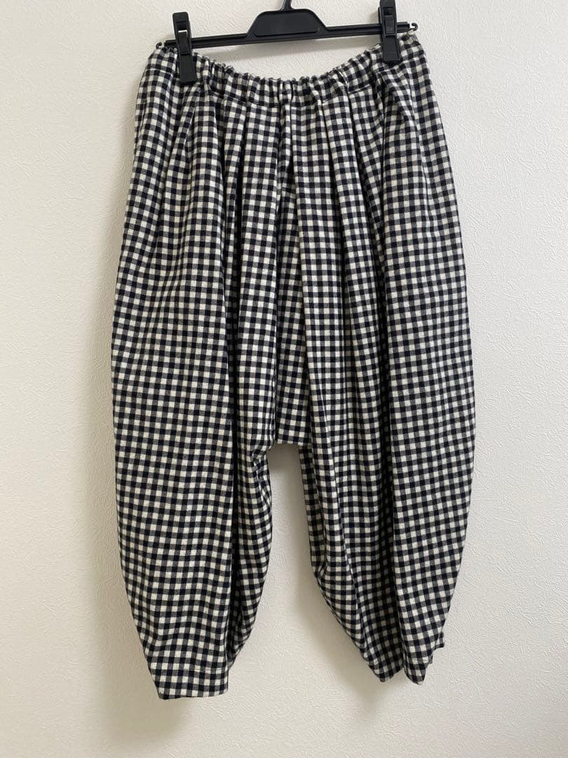 コムコム　ギンガムウールパンツ