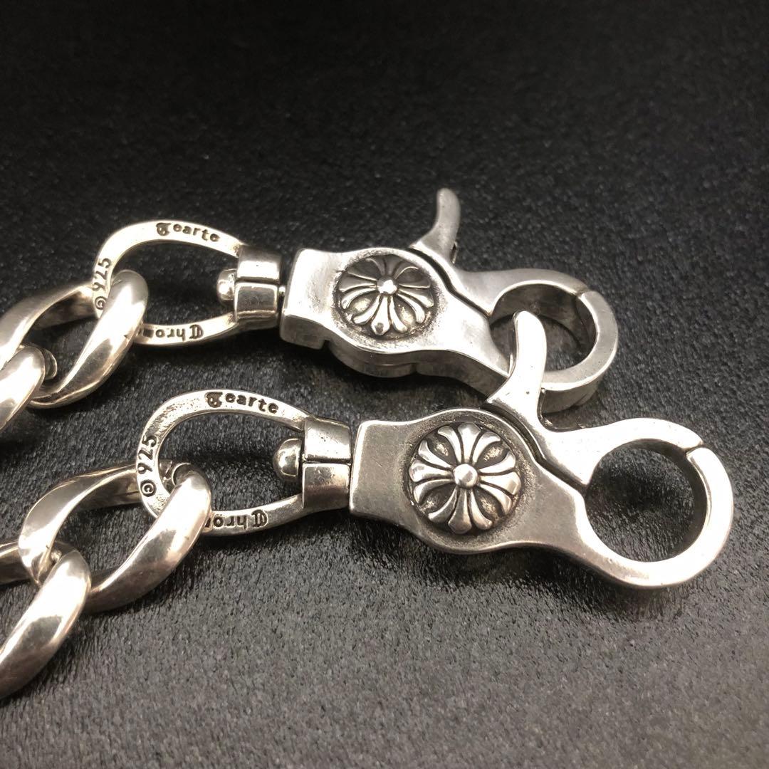 ウォレットチェーン　クラシック　ダブルクリップ　シルバー925刻印