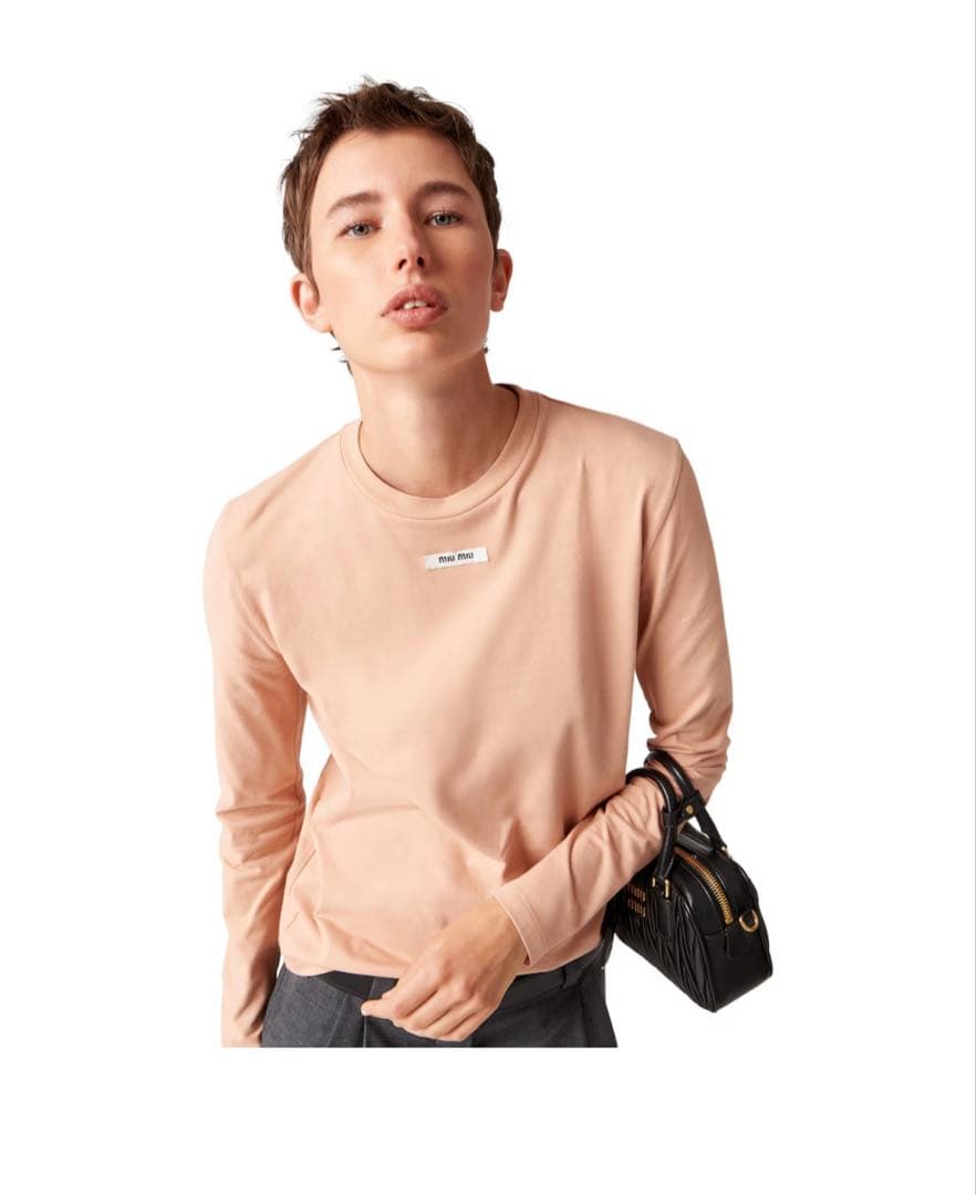 miu miu ピンク　コットン　Tシャツ