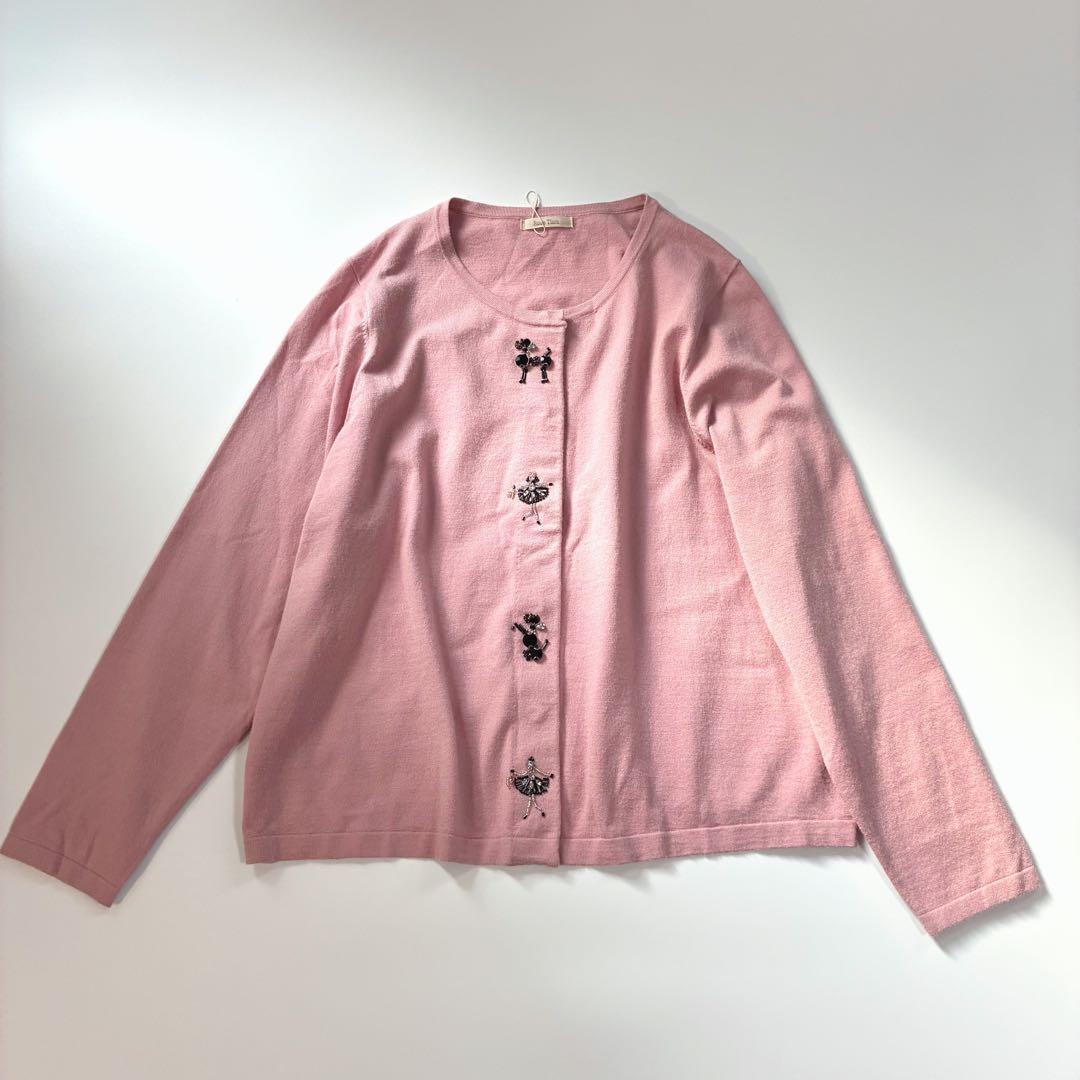 【サイズ50】Rose Tiara ビーズ カーディガン ピンク 長袖 希少