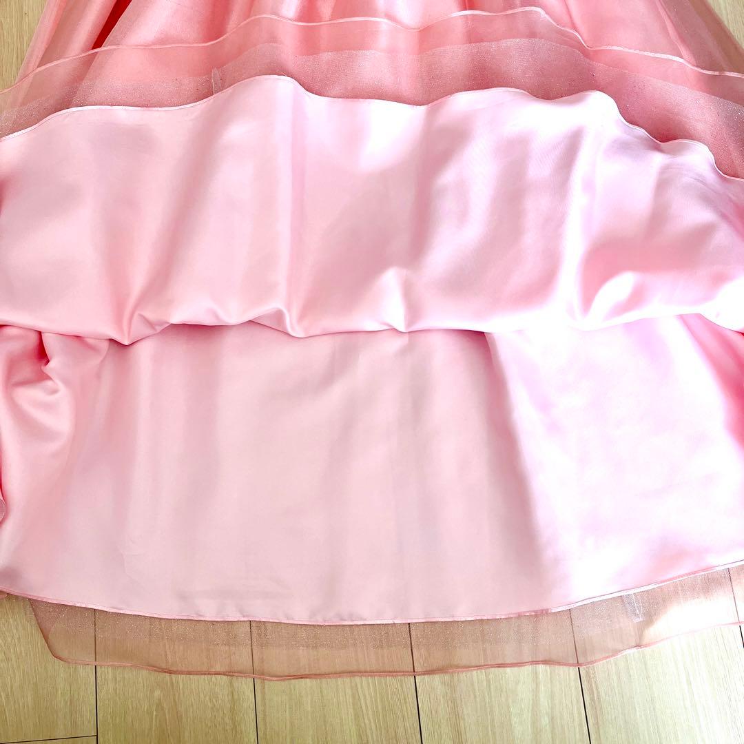 美品AIMERエメ ロングドレス コーラルピンク オーガンジーAライン ステージ