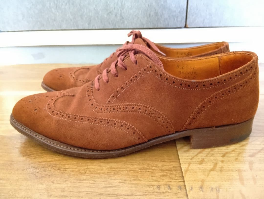 ム*ン様 80s トリッカーズ製エーボンハウス スエードウィングチップ 6 1/