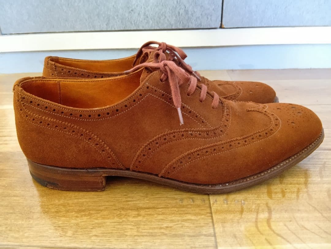 ム*ン様 80s トリッカーズ製エーボンハウス スエードウィングチップ 6 1/
