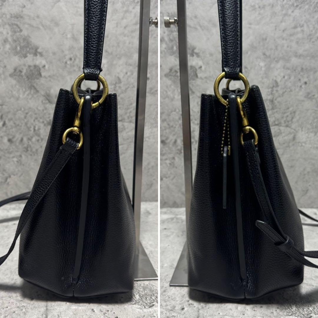 良品 コーチ レザー 2way ショルダーバッグ ウィロウ ターンロック 黒