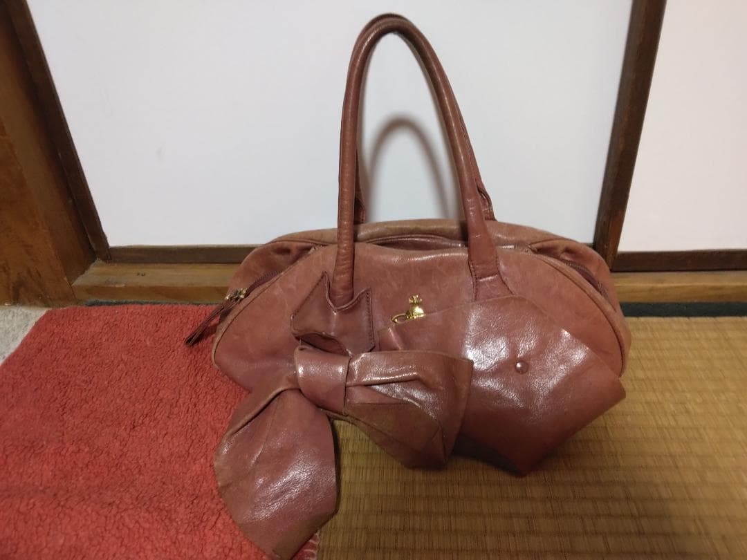 Vivienne Westwood ブラウンピンクレザー ハンドバッグ