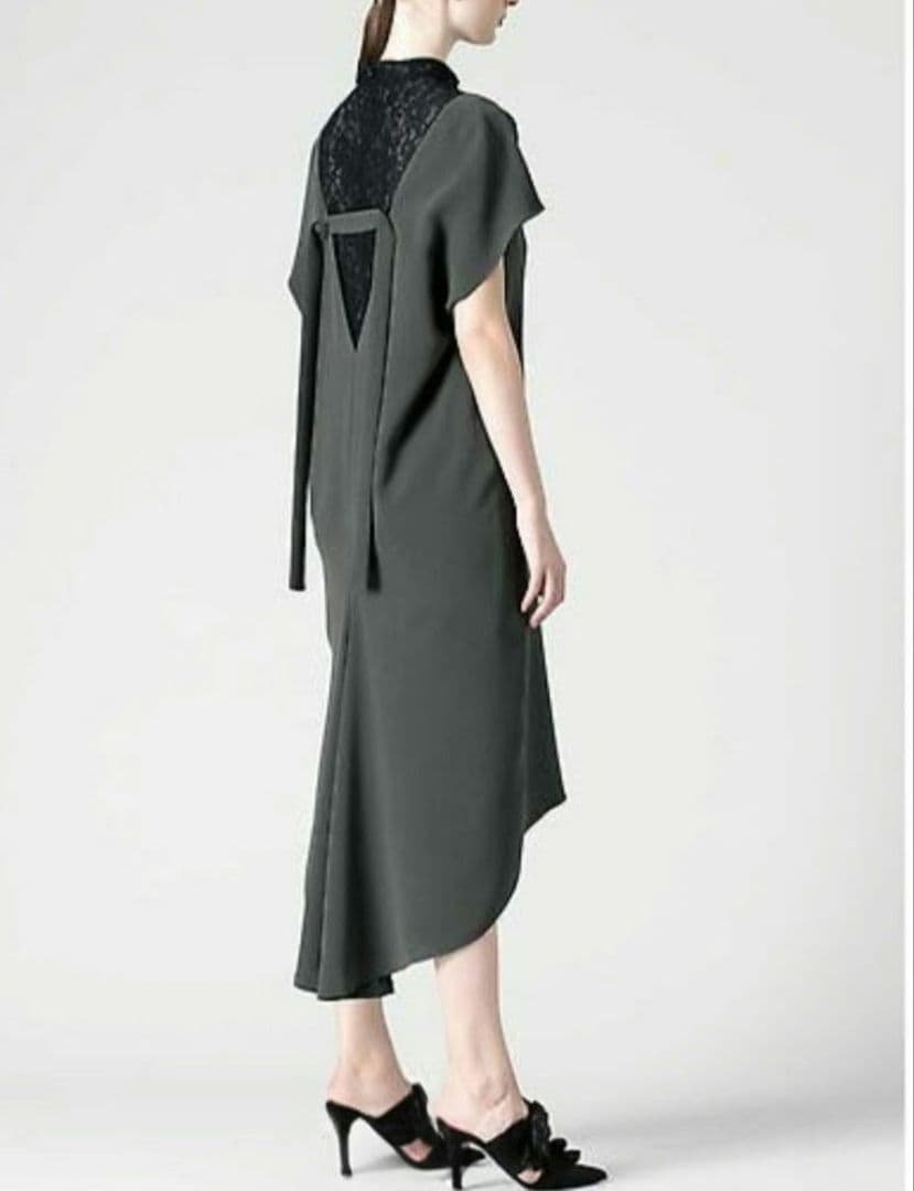 美品　アドーア　Ｗジョーゼットワンピース　ジャンパースカート　棒タイ　黒　S