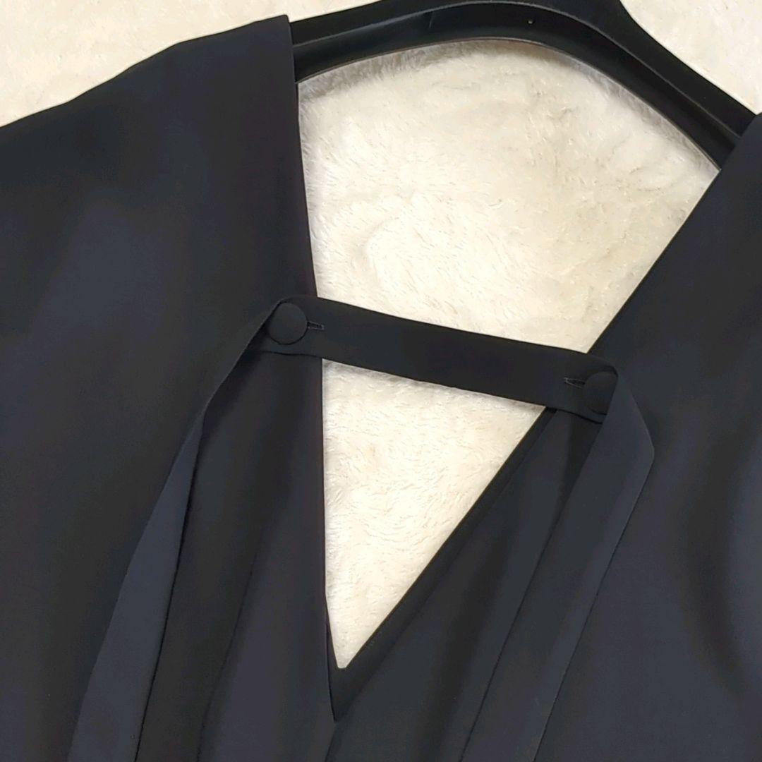 美品　アドーア　Ｗジョーゼットワンピース　ジャンパースカート　棒タイ　黒　S