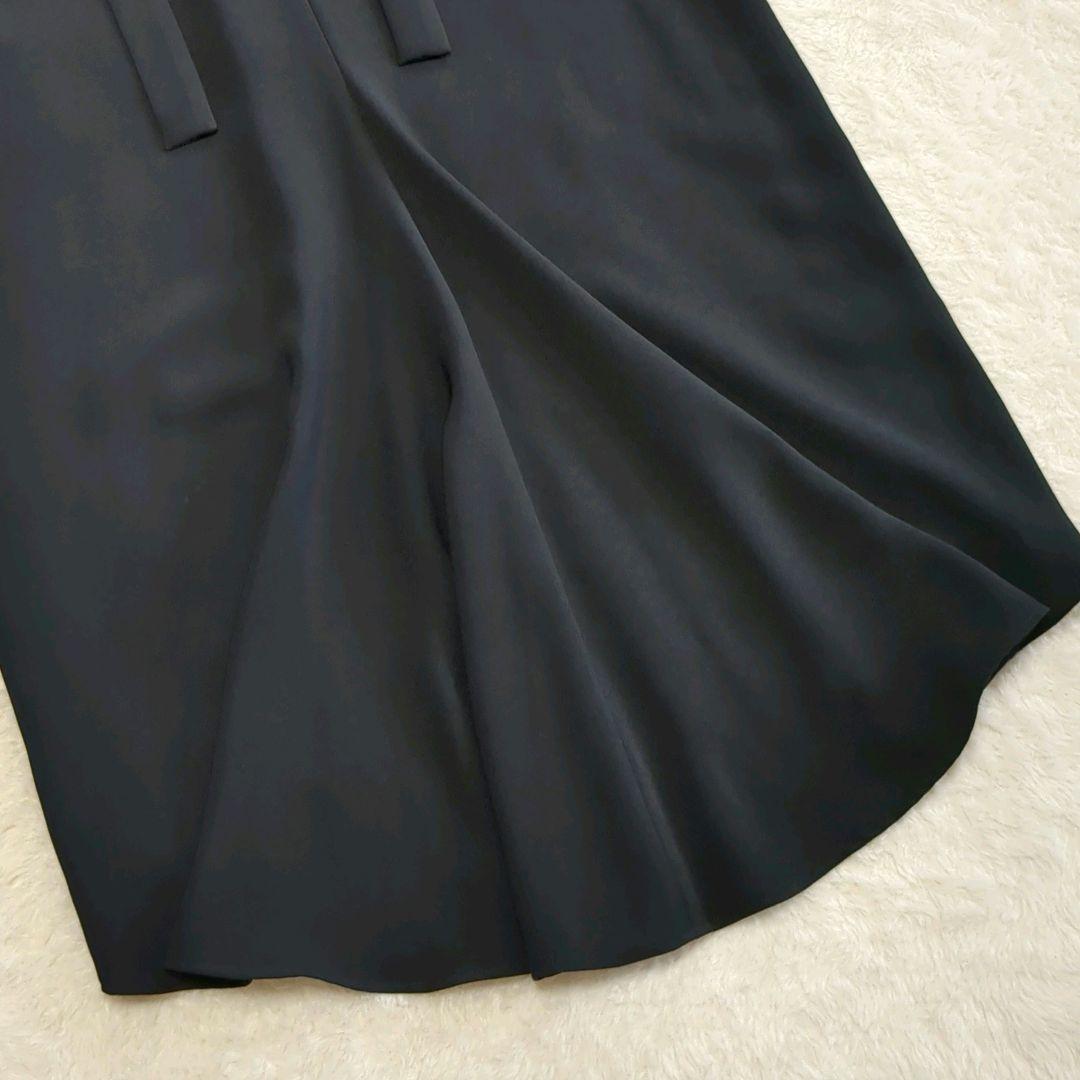 美品　アドーア　Ｗジョーゼットワンピース　ジャンパースカート　棒タイ　黒　S