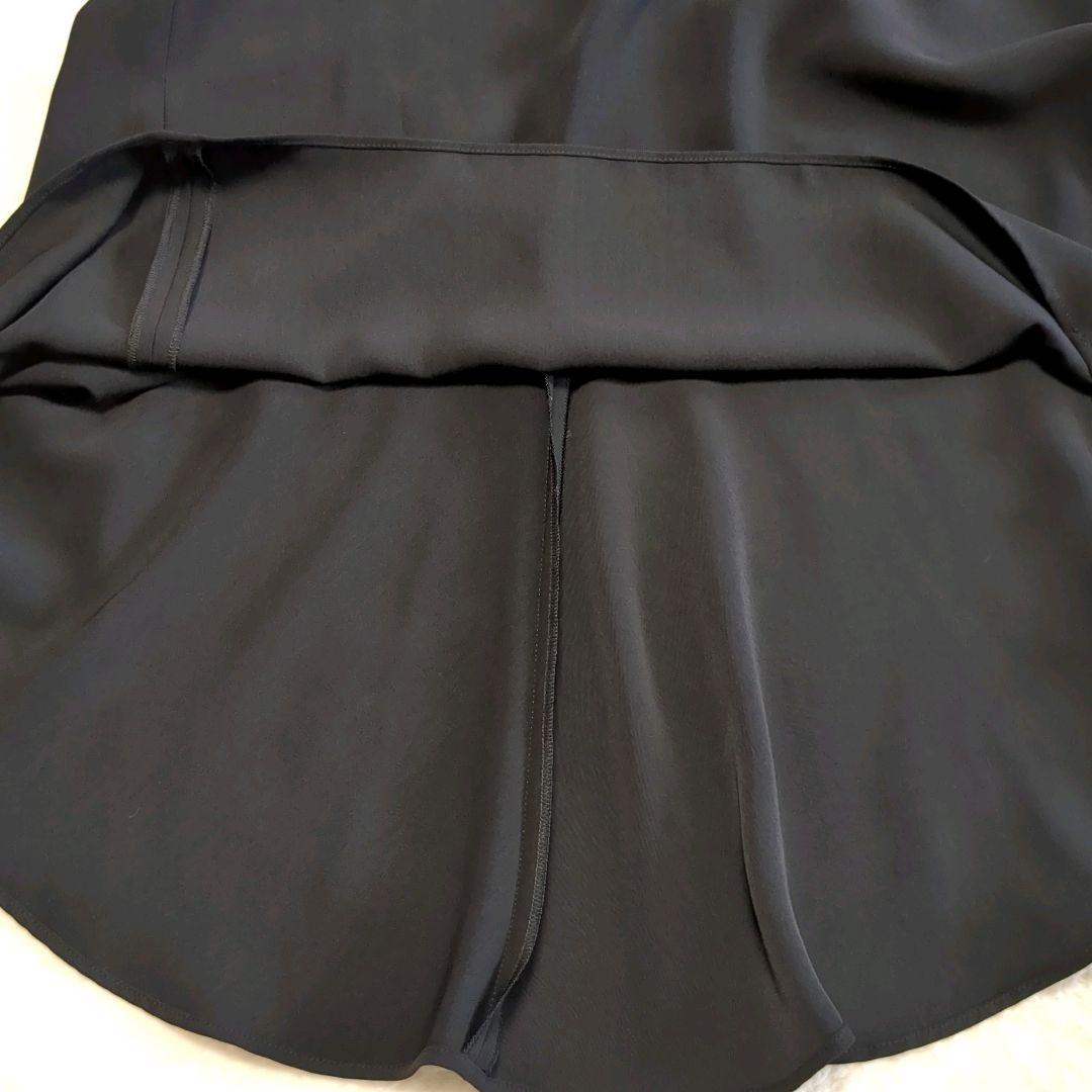 美品　アドーア　Ｗジョーゼットワンピース　ジャンパースカート　棒タイ　黒　S