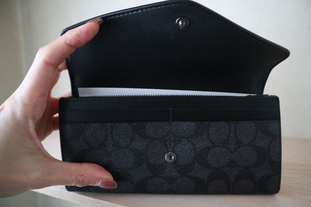 新品コーチ COACH 長財布　エンベロープ ウォレットシグネチャー キャンバス