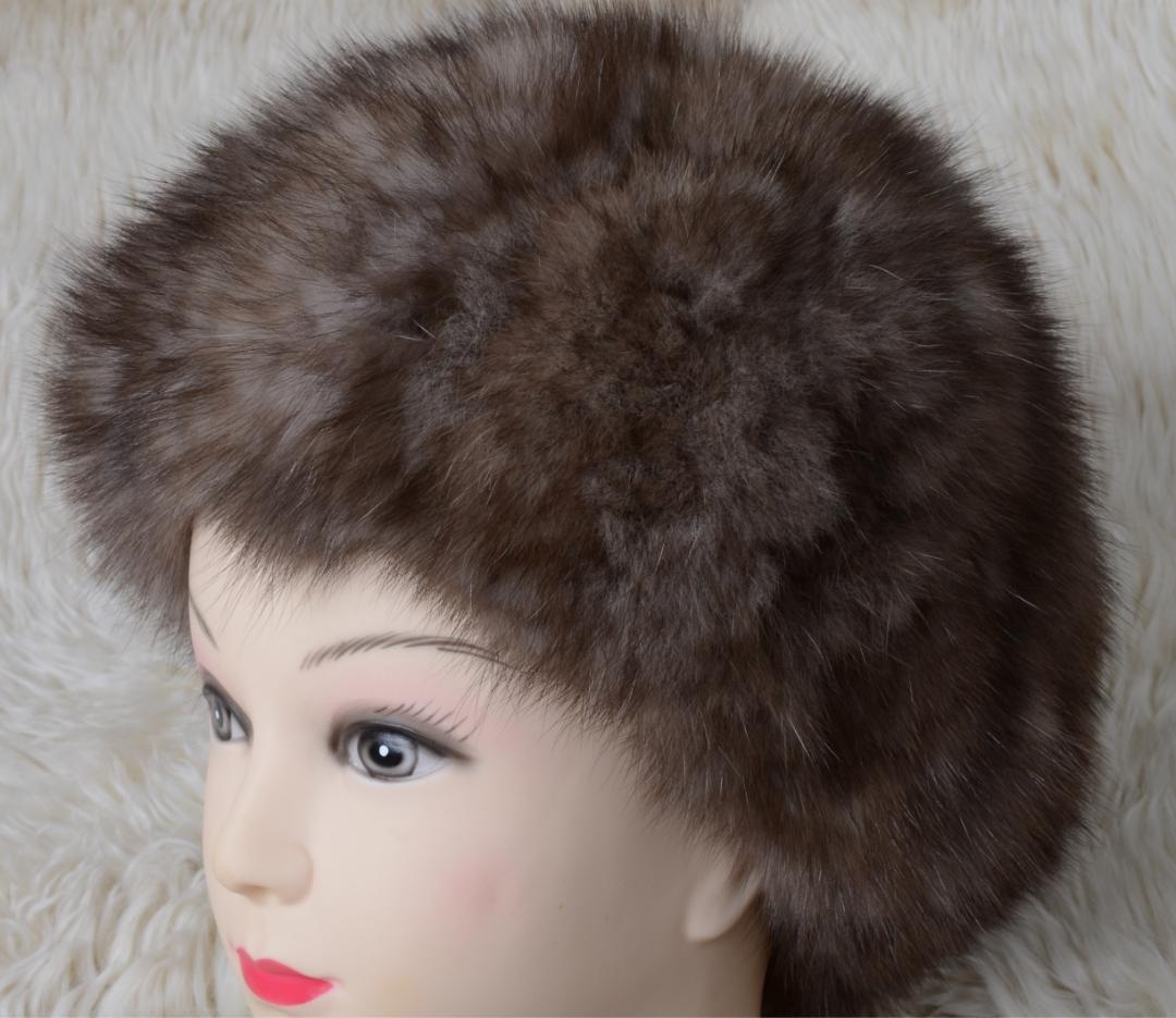 ★新品 限定★上品なセーブルの編込みベレー帽 /レデイース毛皮ファー