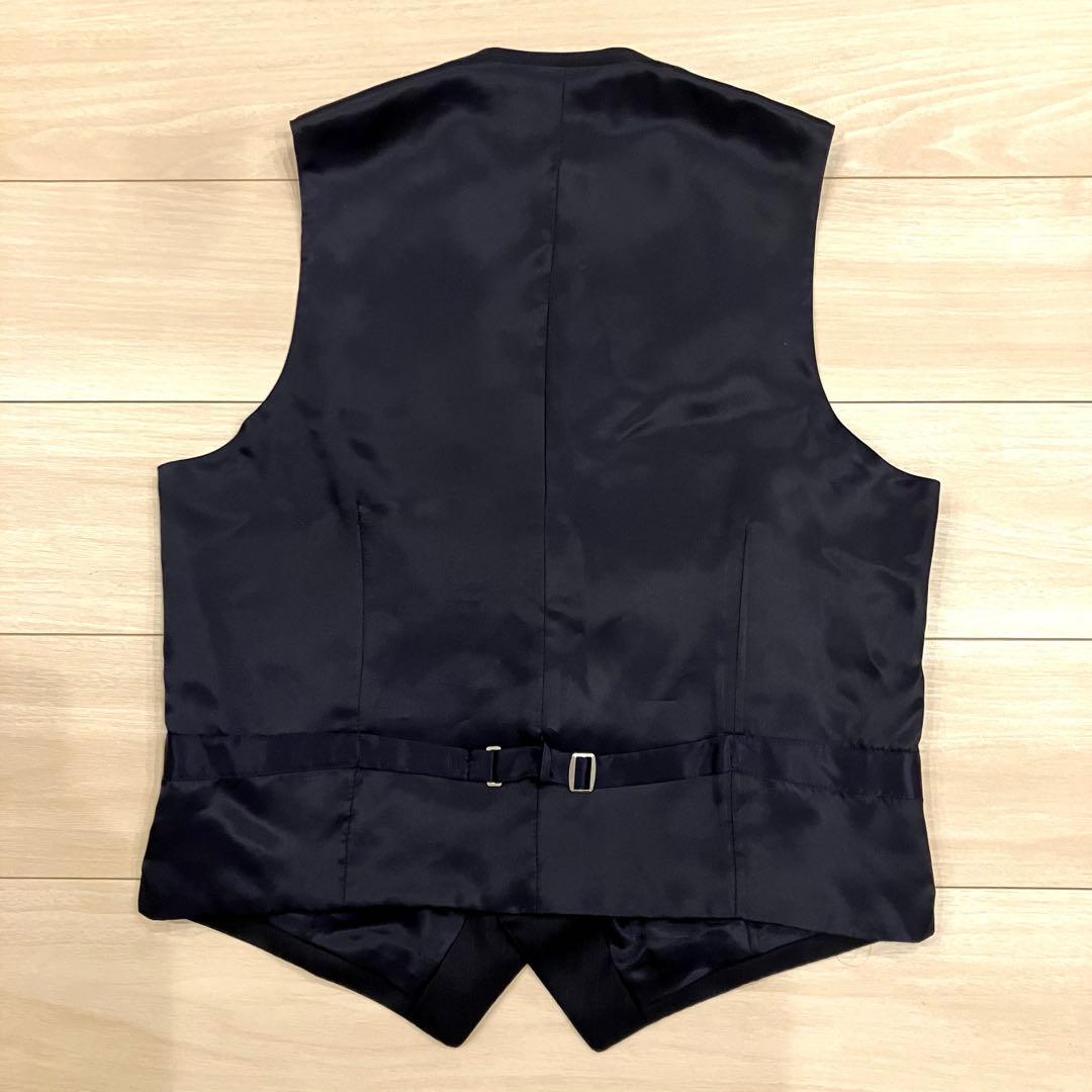 極美品✨HILTON スーツ ３ピース ネイビー 本切羽 高級 ストライプ M