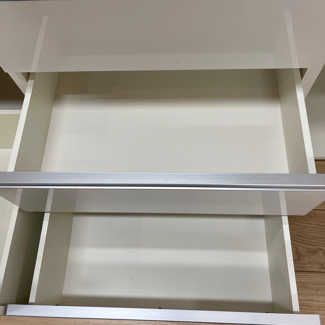 パモウナ　食器棚　白　幅艶あり　ハイタイプ　横140センチ