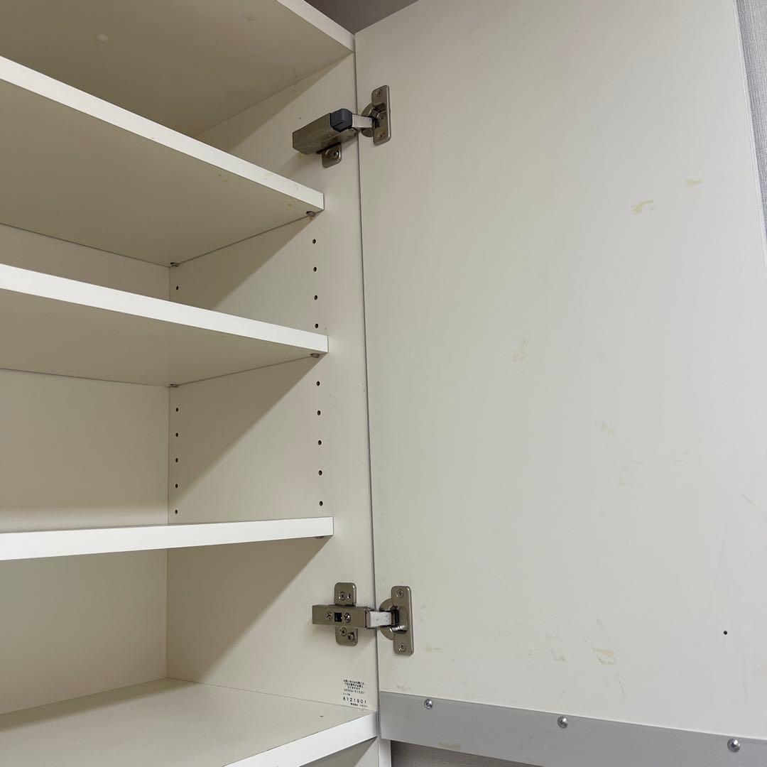 パモウナ　食器棚　白　幅艶あり　ハイタイプ　横140センチ