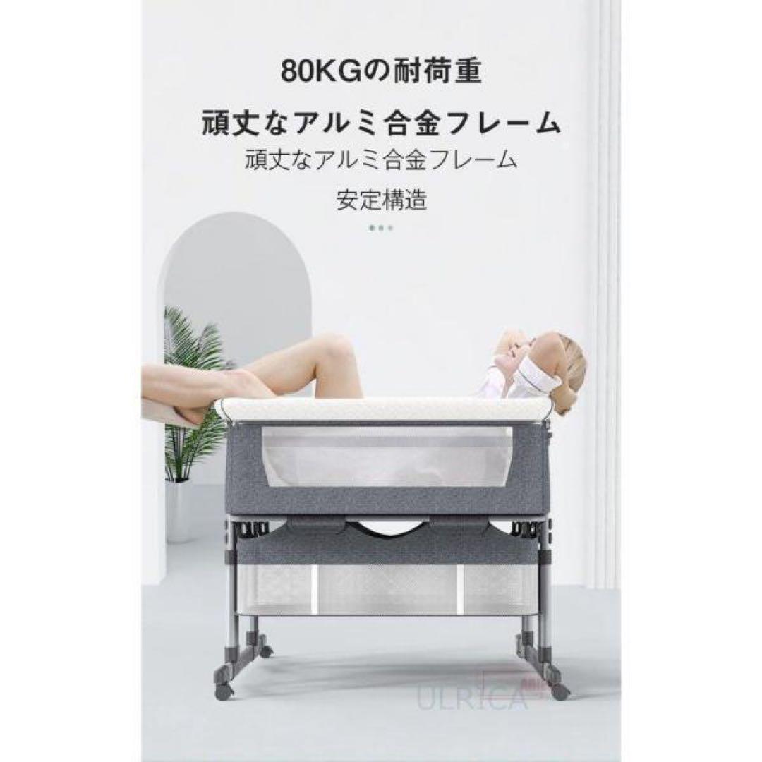 双子用ベビーベッド 【美品シミ無し】カラーブラウン　高さ調整可能