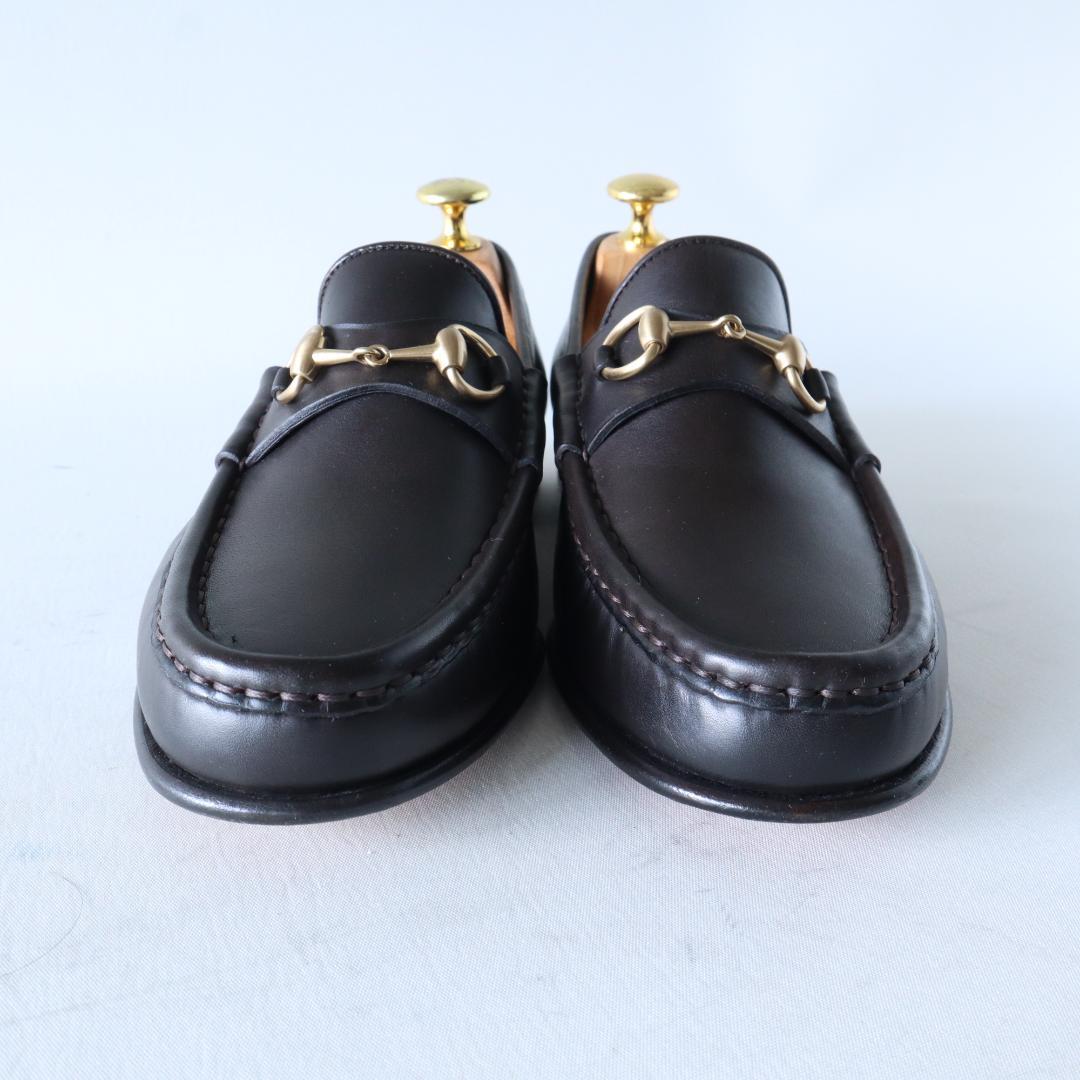 未使用GUCCIホースビットローファー36C23cmダークブラウン×ゴールド金具