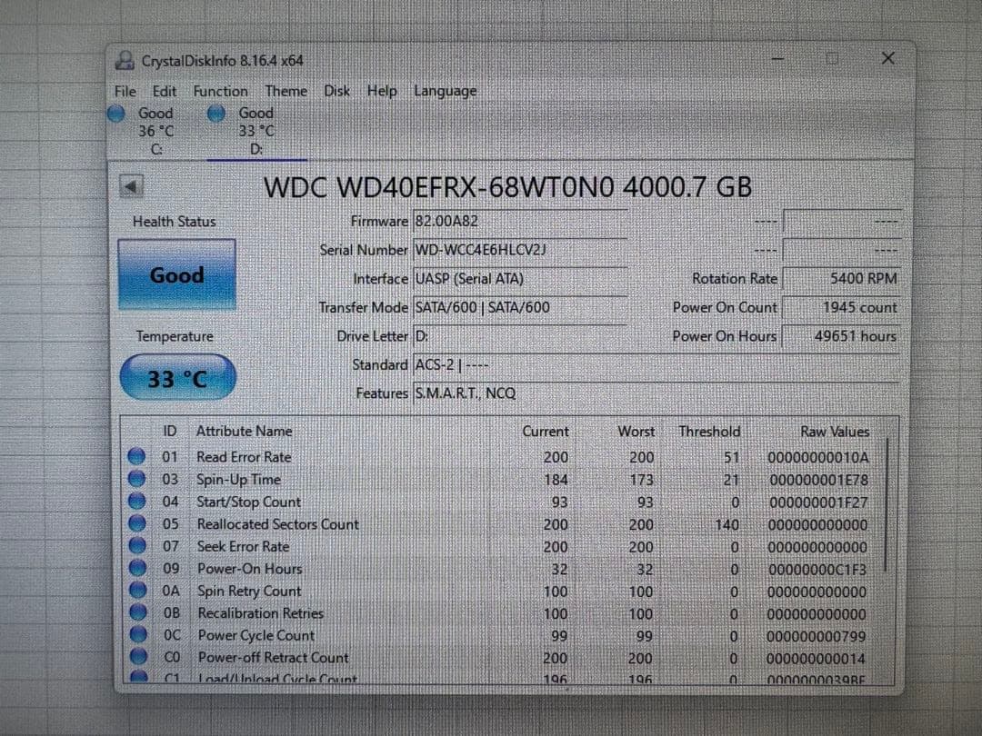 内蔵型ハードディスクドライブ WD Red 4TB WD40EFRX NAS HDD