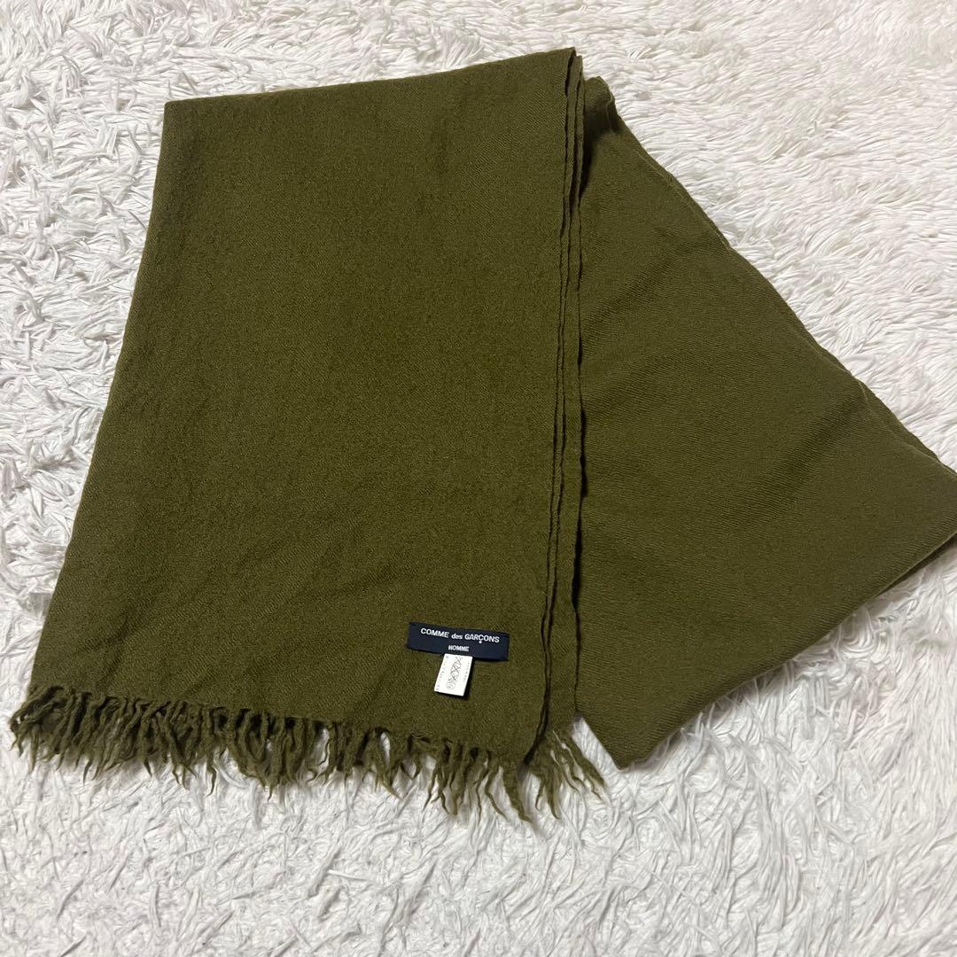 【希少】コムデギャルソンオム　ウール縮絨マフラー　カーキ グリーン　ストール