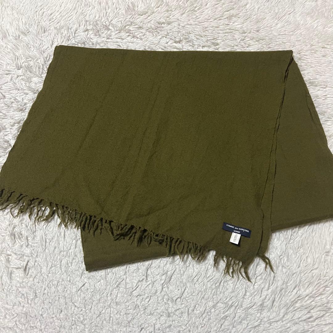 【希少】コムデギャルソンオム　ウール縮絨マフラー　カーキ グリーン　ストール