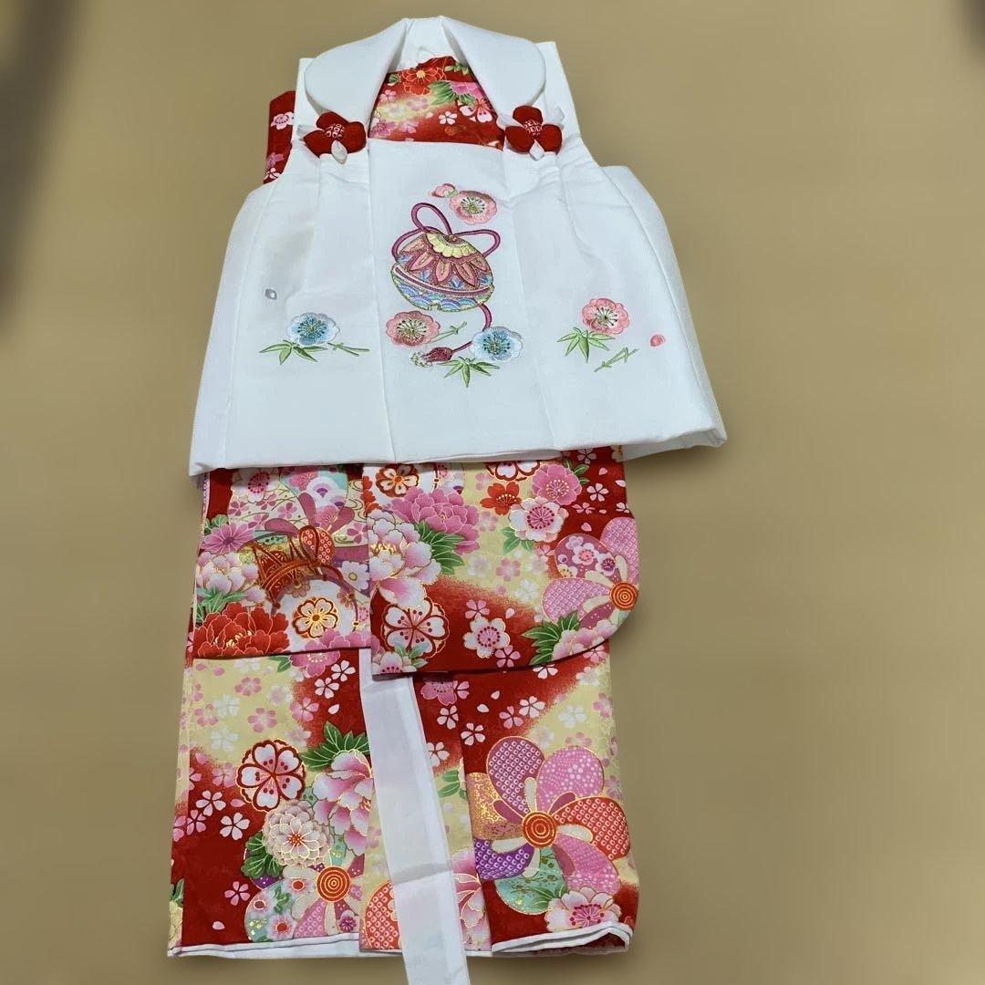 お宮参り用 赤色花柄衣装セット