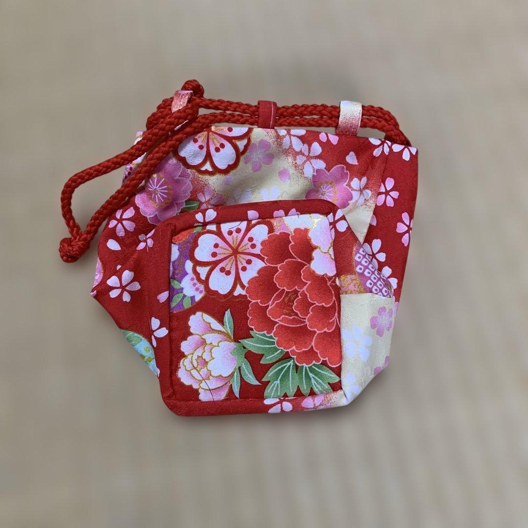 お宮参り用 赤色花柄衣装セット