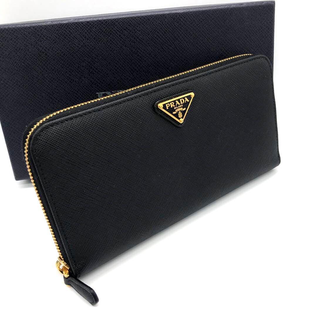 未使用✨プラダ ラウンドファスナー レザー　長財布 トライアングルロゴ ブラック