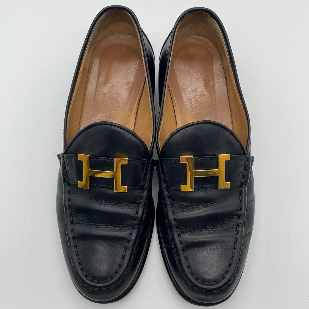 エルメス　HERMES ローファー　コンスタンスローファー　レザー　Hロゴ